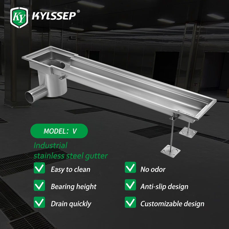 V-bottomed Stainless linear channel drain